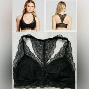 Gilligan & O’Malley Racerback Lace Bralette Black Size Medium